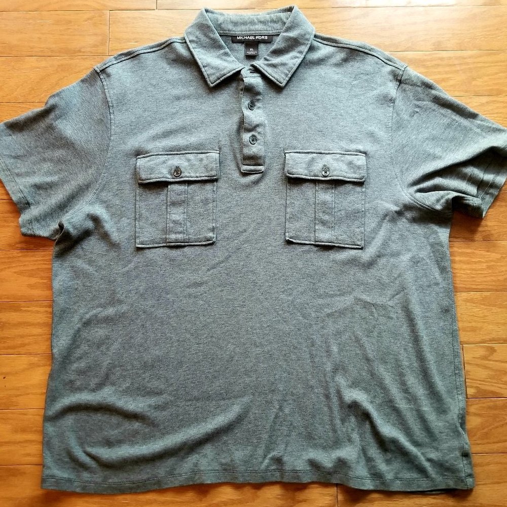Michael Kors Mens Polo Gray T-shirt Sz XL Short Sleeve